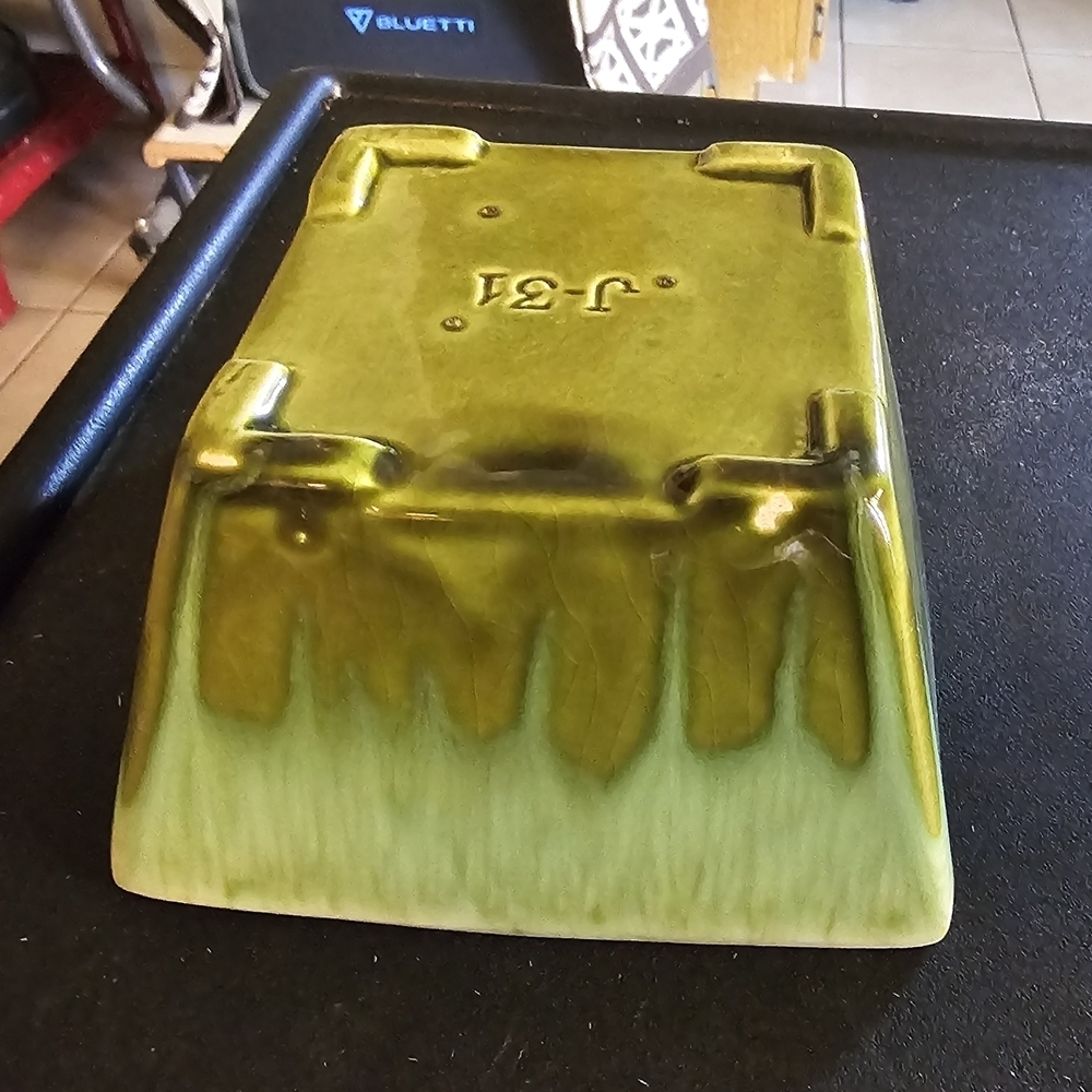 Drip Glaze Green Ceramic Square Bowl Planter - Picture 7 of 8